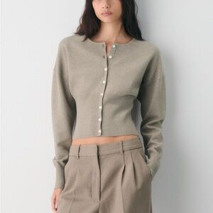 Aritzia Golightly Cardigan in Taupe